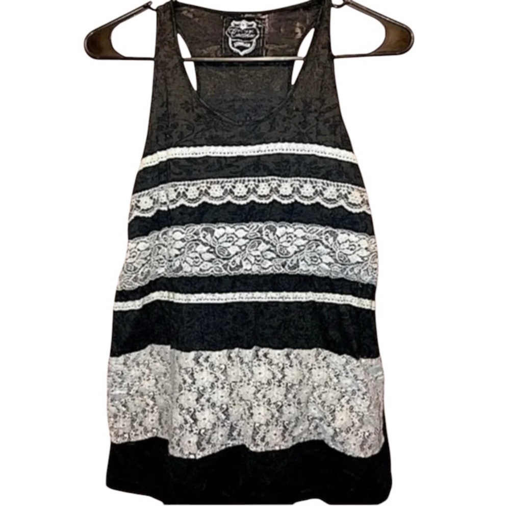 🛍️$2 SALE WHEN BUNDLED| Sheer black and white Lace TankTop